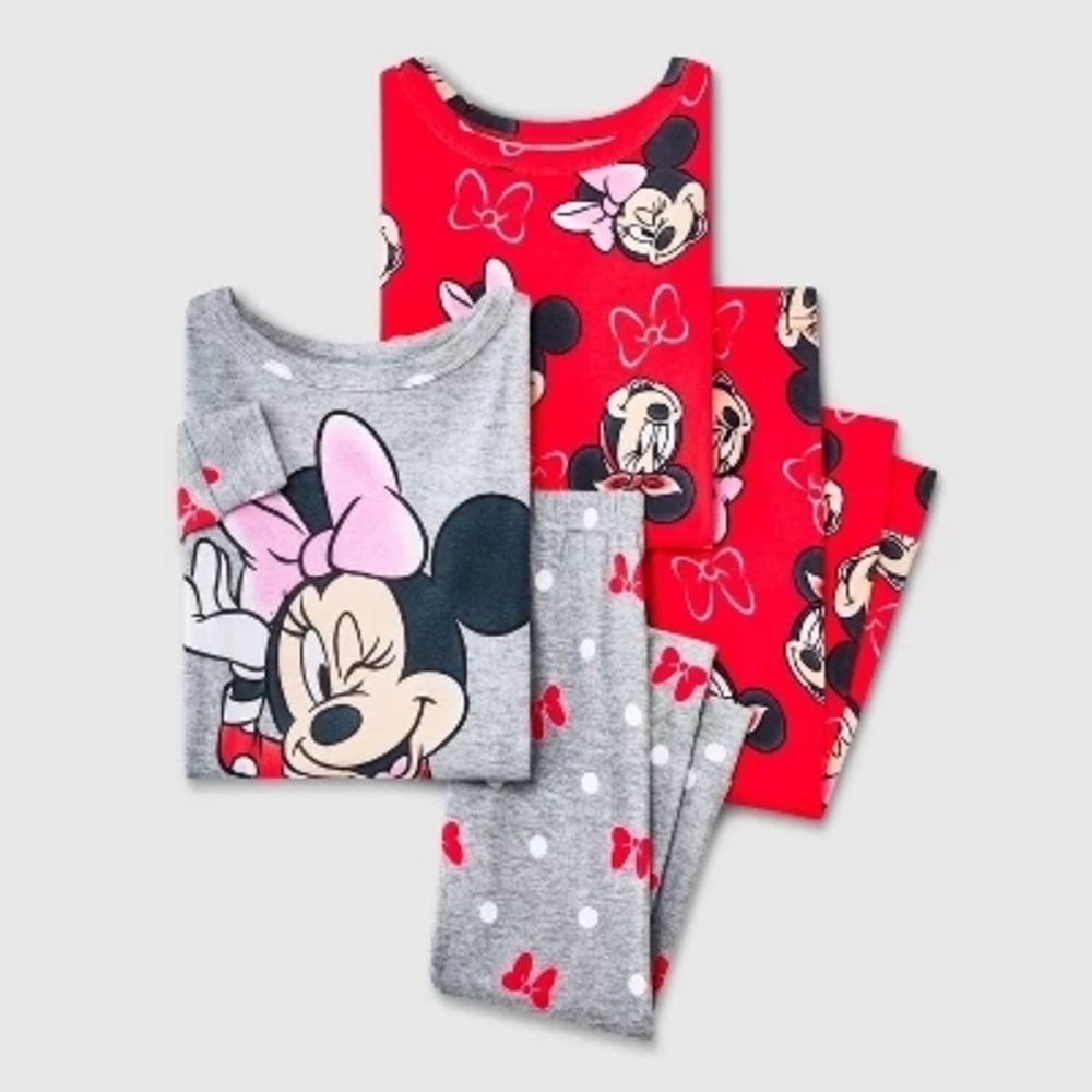 Disney Minnie Mouse Kids Pajama Set - Red and Gray